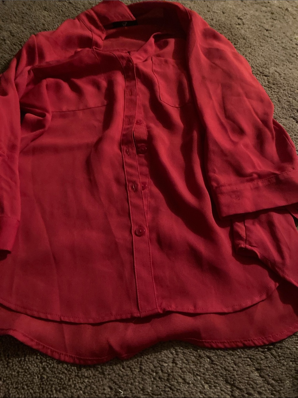 Classic Red Button-Down Shirt with Relaxed Fit